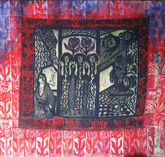 Sirens' Song Revisited - Block cut on raw silk - 30" x 30"